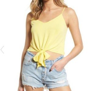 Nordstrom Lush Sunshine Yellow Front Tied Crop Top